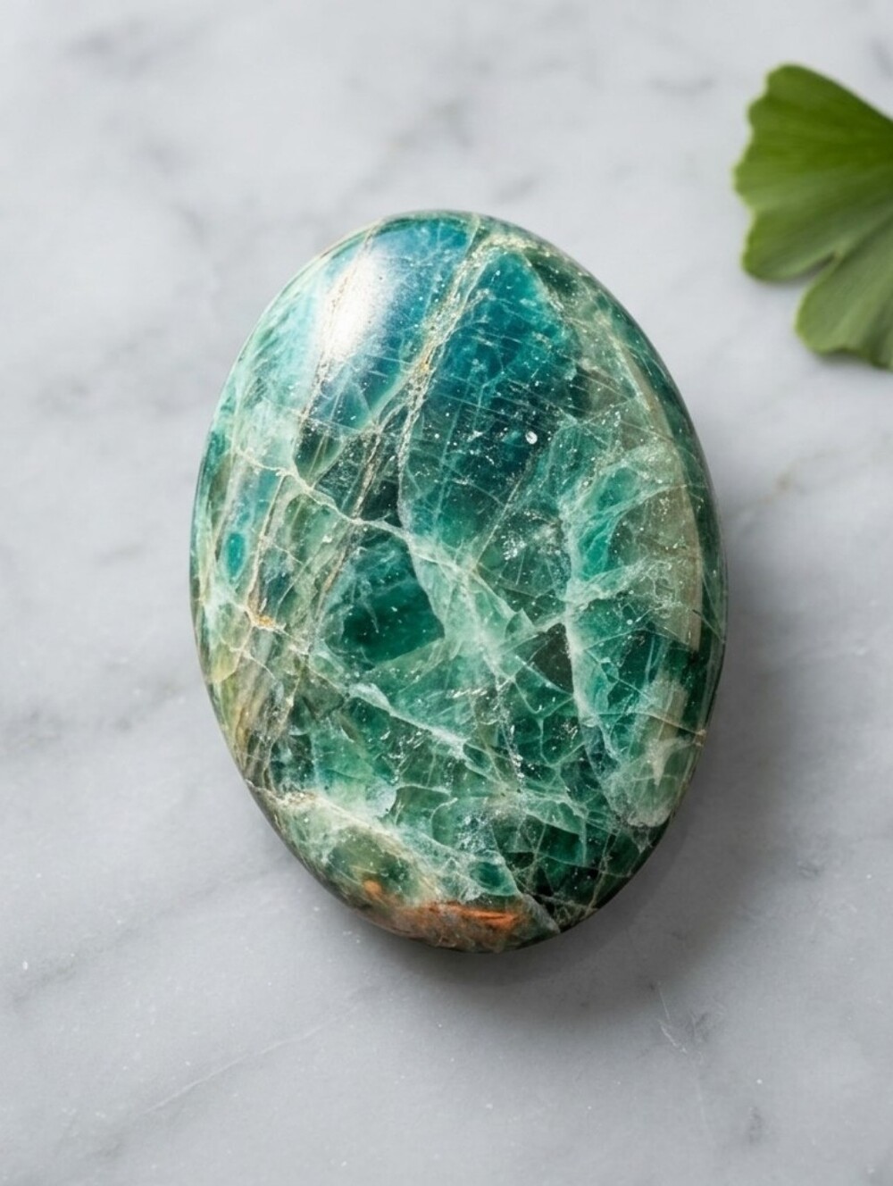 Green Apatite Crystal Palm Stone (1)